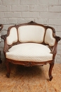 Louis XV style arm chairs in Walnut, France 19th century