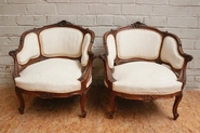 Pair walnut Louis XV arm chairs