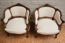 Louis XV style arm chairs in Walnut, France 19th century