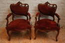 Louis XV style Arm chairs in Walnut, France 19th century