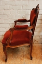 Louis XV style Arm chairs in Walnut, France 19th century