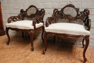 Pair walnut Louis XV benches