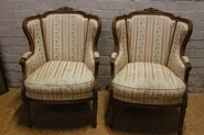 Pair walnut Louis XVI bergeres