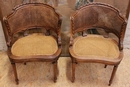 Louis XVI style Arm chairs in Walnut, France 19th century