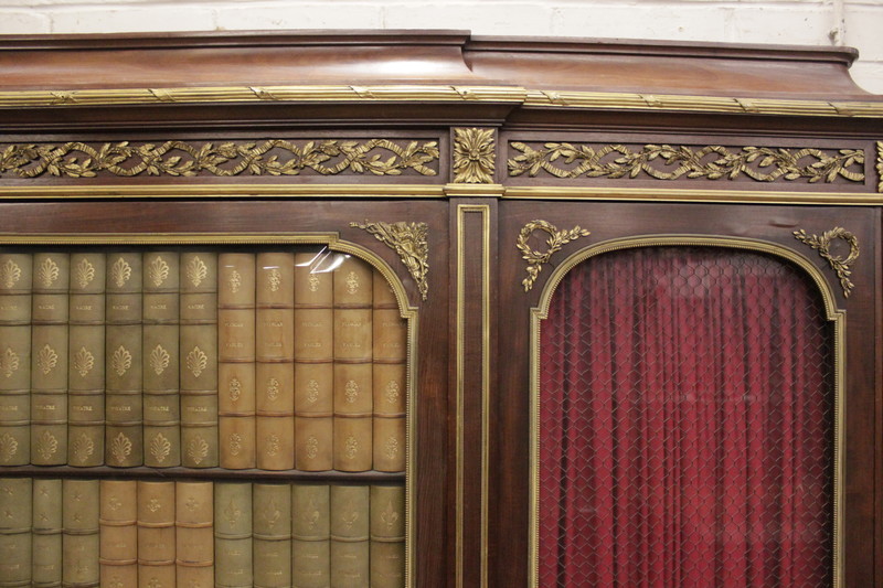 Quality 3 door Louis XVI bookcase in mahogany and bronze