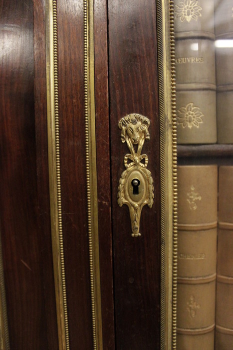 Quality 3 door Louis XVI bookcase in mahogany and bronze