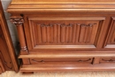 Gothic style Bed and end table in Walnut, France 19th century