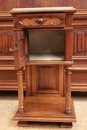 Gothic style Bed and end table in Walnut, France 19th century