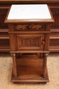 Gothic style Bed and end table in Walnut, France 19th century