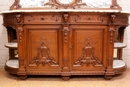 Regency style Cabinet and server in oak and marble, France 19th century