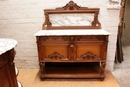 Regency style Cabinet and server in oak and marble, France 19th century