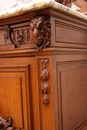 Regency style Cabinet and server in oak and marble, France 19th century