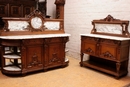 Regency style Cabinet and server in oak and marble, France 19th century