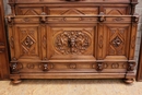 Renaissance style Bed + nightstand in Walnut, France 19th century