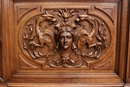 Renaissance style Bed + nightstand in Walnut, France 19th century