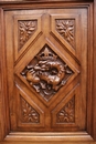 Renaissance style Bed + nightstand in Walnut, France 19th century