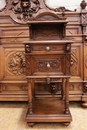 Renaissance style Bed + nightstand in Walnut, France 19th century