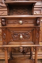 Renaissance style Bed + nightstand in Walnut, France 19th century