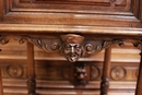 Renaissance style Bed + nightstand in Walnut, France 19th century