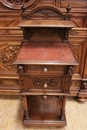 Renaissance style Bed + nightstand in Walnut, France 19th century