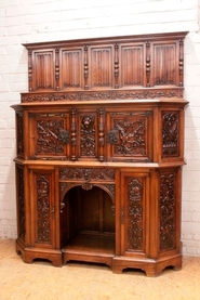 Quality renaissance cabinet in walnut signed Lerolle Paris