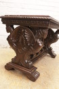 Renaissance style Center table in walnut and marble, France 19th century