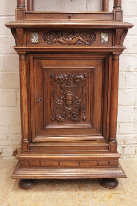 Quality renaissance style cabinet with marble inlay