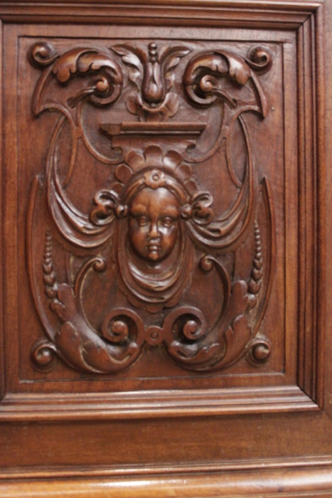 Quality renaissance style cabinet with marble inlay