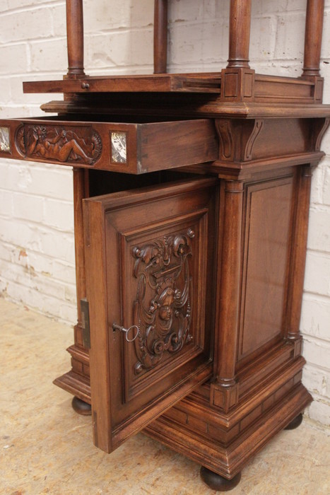 Quality renaissance style cabinet with marble inlay