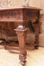 Regency style Center table in walnut and marble, France 19th century