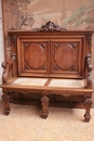 Regency style Hall bench in Walnut, France 19th century