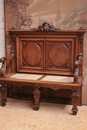 Regency style Hall bench in Walnut, France 19th century