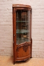 Regency style Corner display cabinet in oak marble beveled glass, France 1900