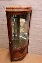 Regency style Corner display cabinet in oak marble beveled glass, France 1900