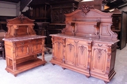 Regency style sideboard and server in walnut with red marble