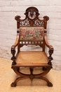 Renaissance style Arm chair in Walnut, France 19th century