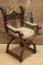 Renaissance style Arm chair in Walnut, France 19th century