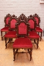 Renaissance style Arm chairs and chairs in Oak, Belgium 19th century