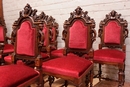 Renaissance style Arm chairs and chairs in Oak, Belgium 19th century