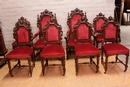 Renaissance style Arm chairs and chairs in Oak, Belgium 19th century