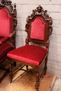 Renaissance style Arm chairs and chairs in Oak, Belgium 19th century