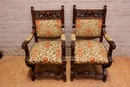 Renaissance style Arm chairs in Walnut, France 19th century
