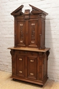 Renaissance style Cabinet in walnut and marble, France 19th century