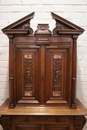 Renaissance style Cabinet in walnut and marble, France 19th century