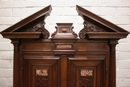 Renaissance style Cabinet in walnut and marble, France 19th century