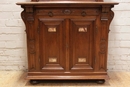 Renaissance style Cabinet in walnut and marble, France 19th century