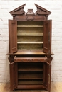 Renaissance style Cabinet in walnut and marble, France 19th century