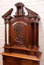 Renaissance style Cabinet in walnut and marble, France 19th century