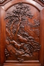 Renaissance style Cabinet in walnut and marble, France 19th century