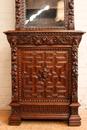 Renaissance style Cabinet/bookcase in Oak, Belgium 19th century